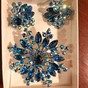 Vintage Rhinestone Brooch and earring set
